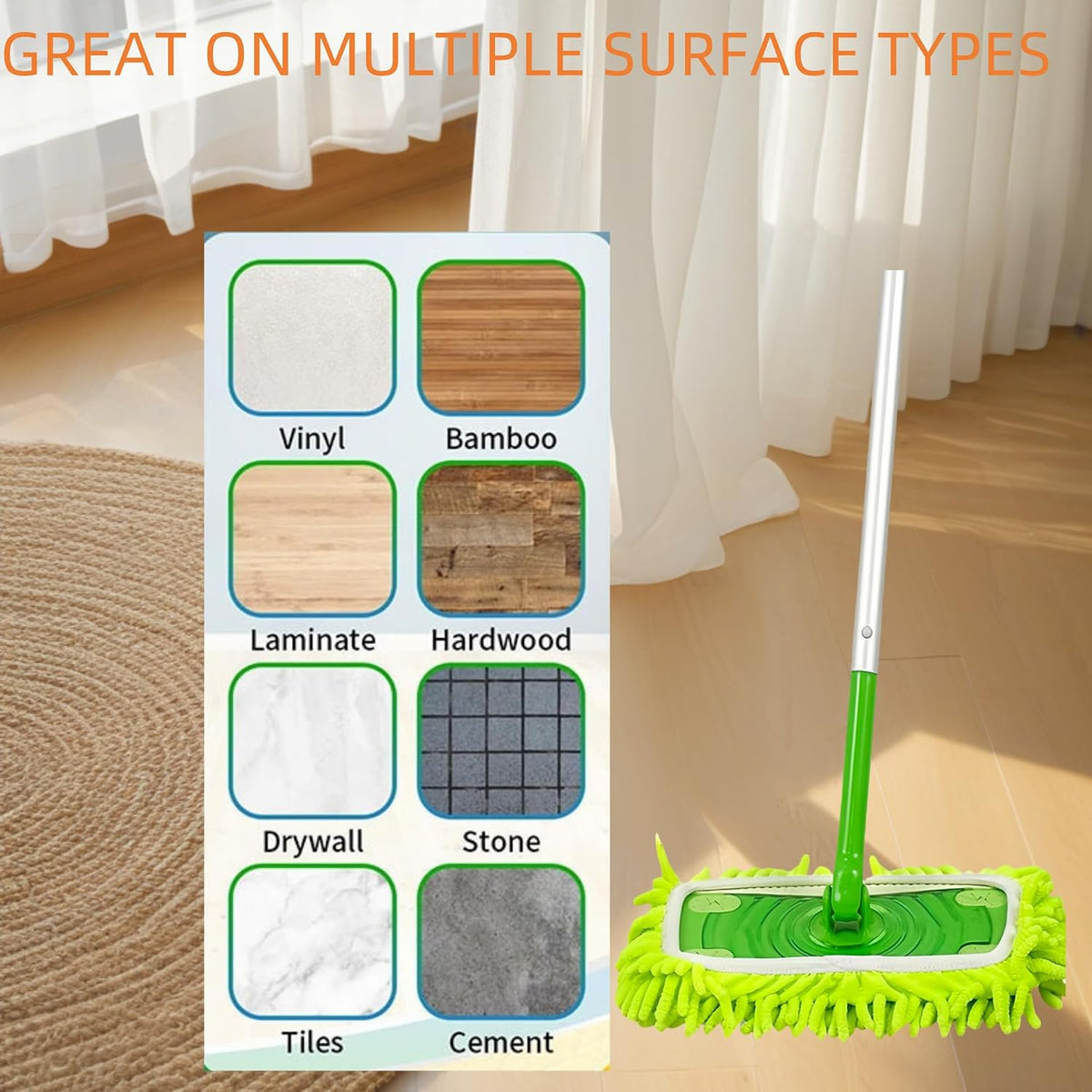 Reusable Chenille Mop Pads Compatible with Swiffer Sweeper,Mop Refills