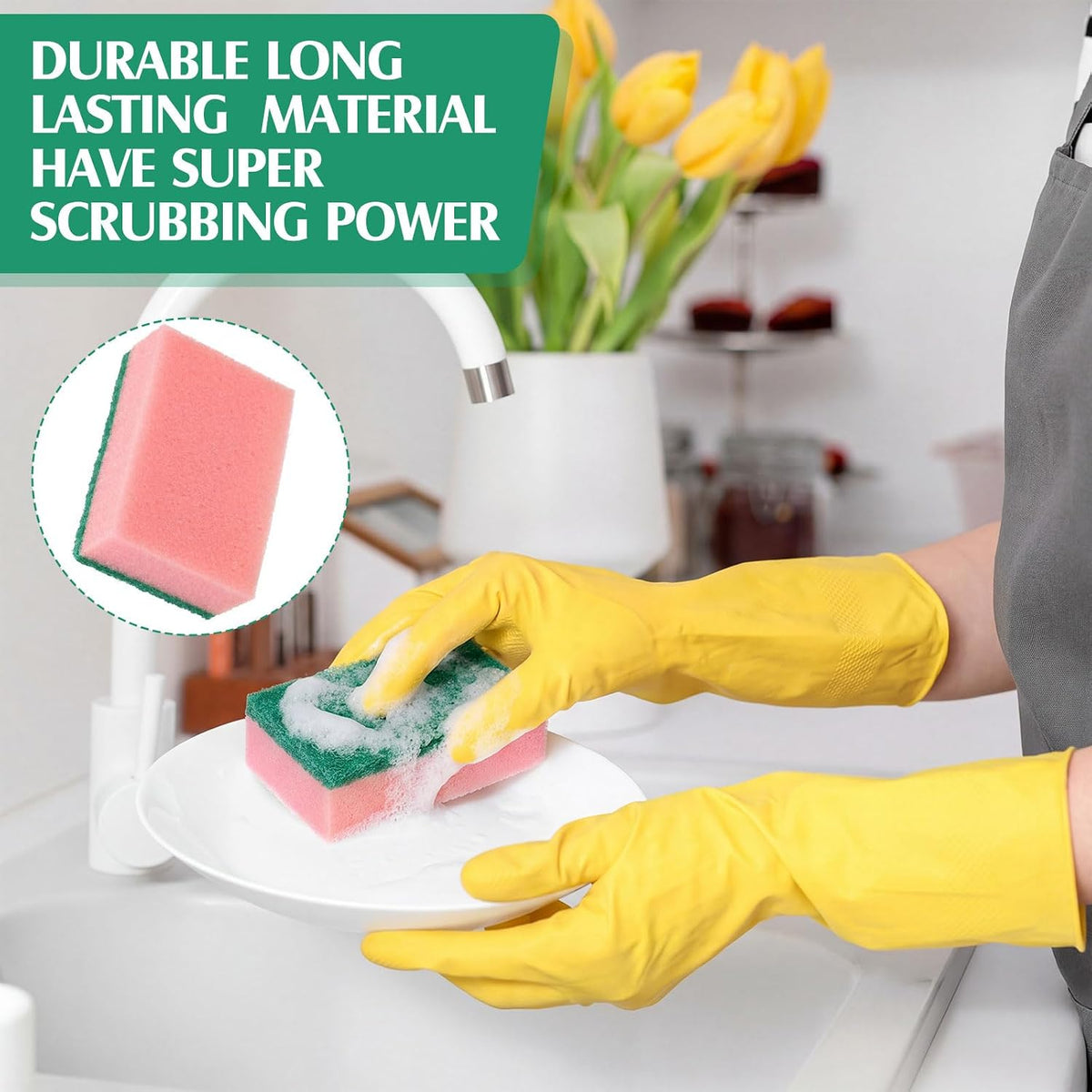 Patelai 100 Pcs 100 Pcs Heavy Duty Sponges Bulk Dish Sponges, Pink