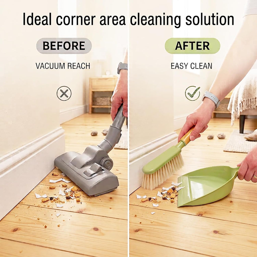 Dust Pan and Brush - Hand Broom Dustpan Set, Broom with Dustpan Como Set, Dustpan and Brush Set for Pet, Car, Dorm, Comping (Green)