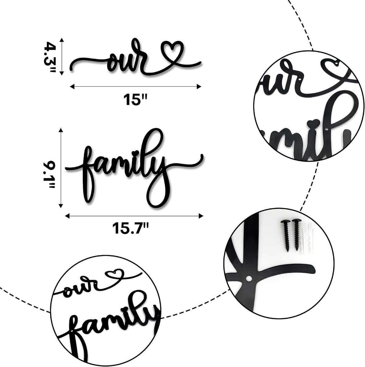 Rajukit Our Family Metal Wall Decor Sign for Home