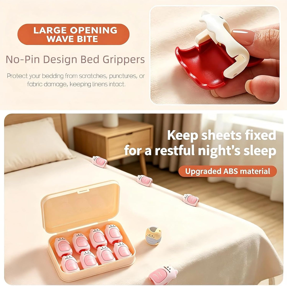 Cat Shaped Bed Sheet Clips, Sheet Grippers, 8 Pack (8, Purple)