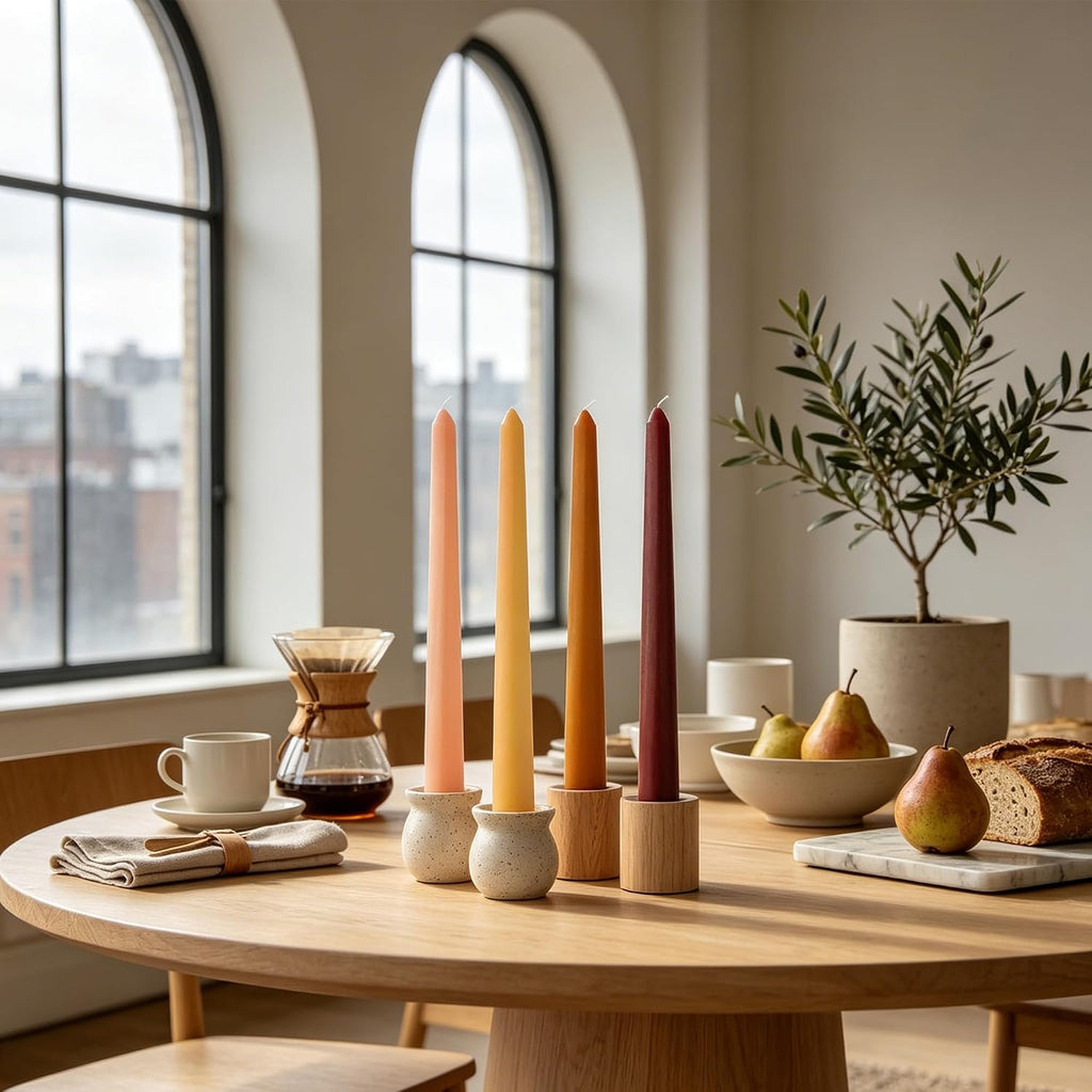 10 Inch Taper Candles, 8 Pack Earth Colors Candlesticks, Unscented Driples 6-8 Hours Burn Candles for Thanksgiving and Fall Decor