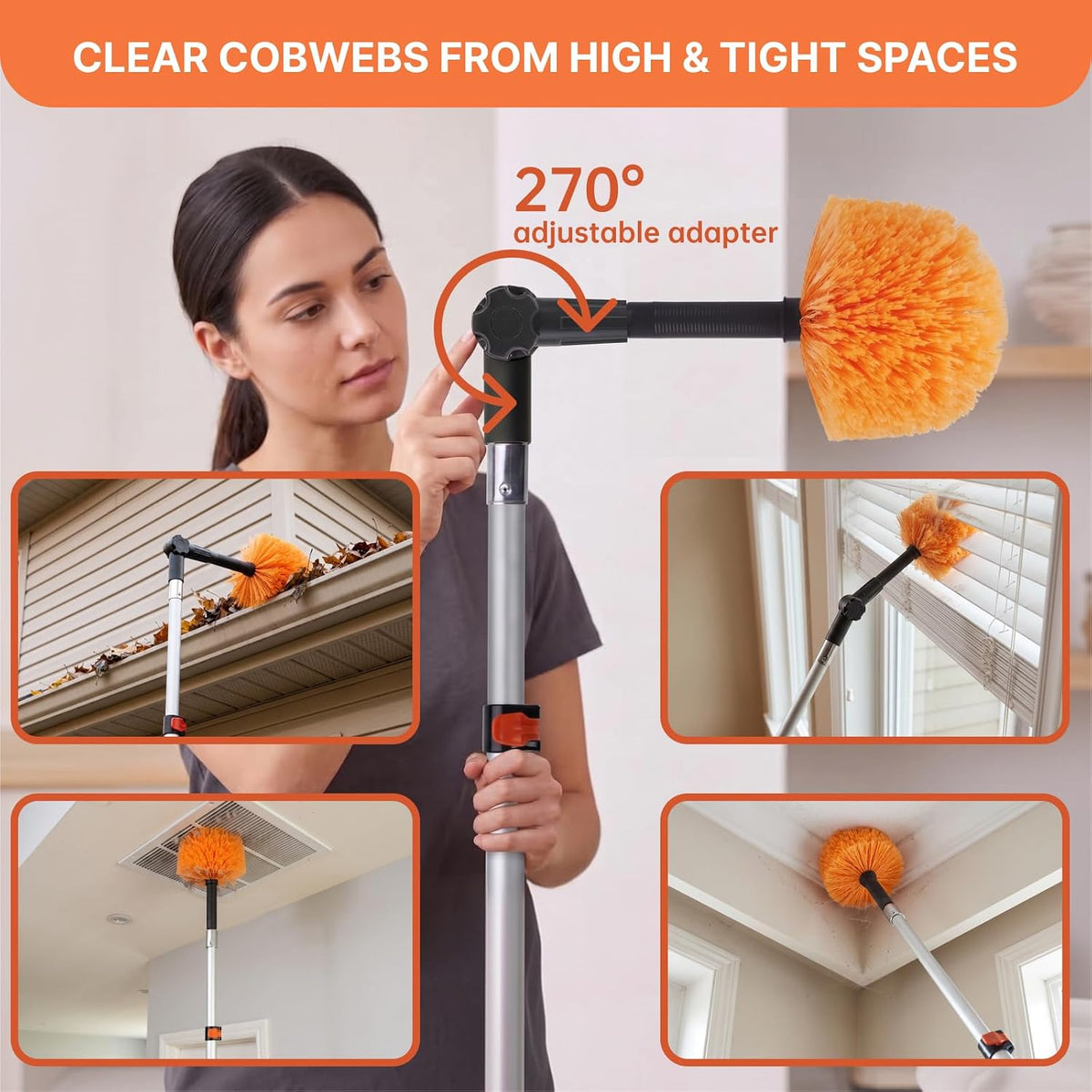 20FT High Ceiling Duster Kit, High Reach Duster with 4-12FT Extension Pole