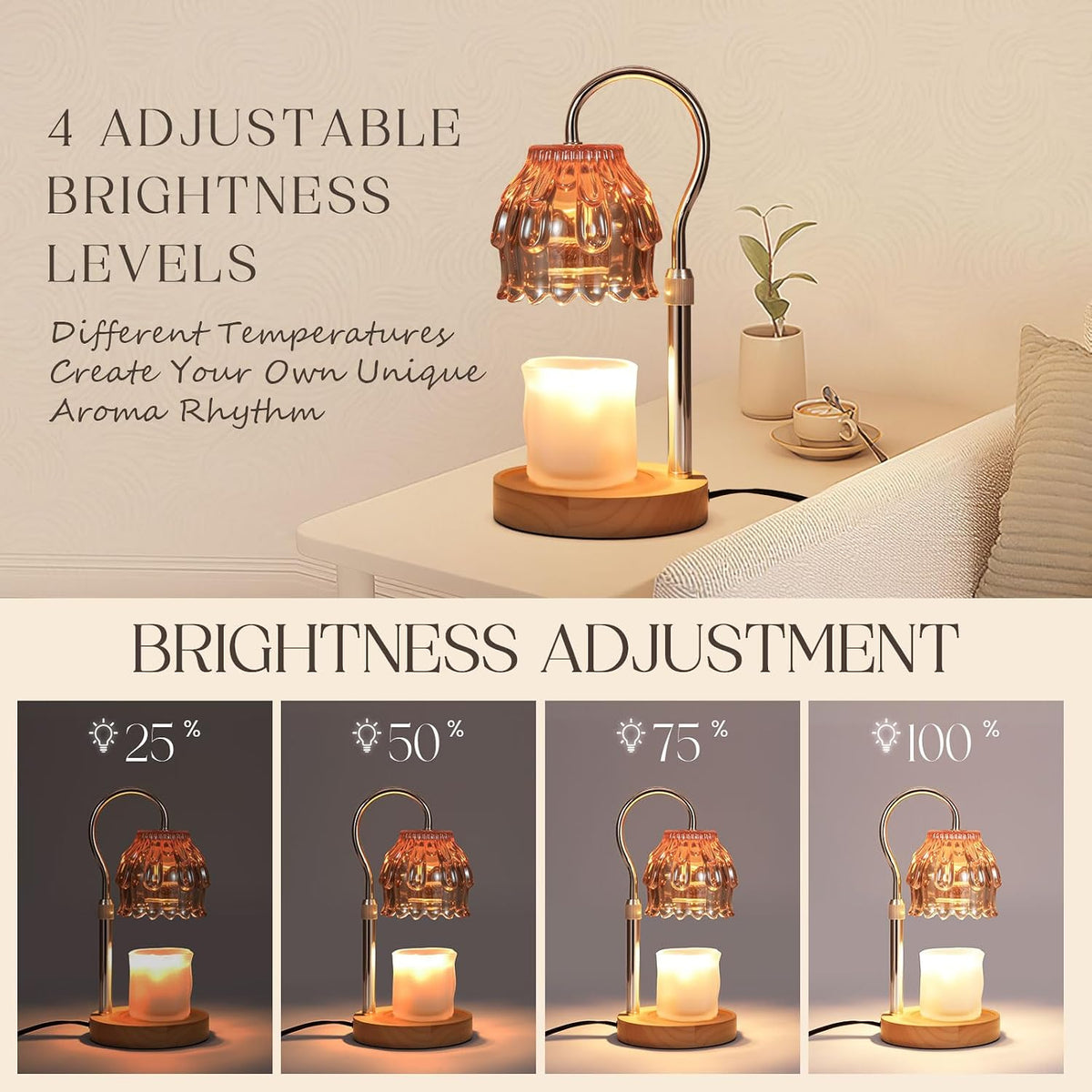 SnowBB Flower Candle Warmer Lamp, Timer Dimmer, Adjustable Height, Birthday Gift for Women Mom Friend Sister, House Warming Gift New Home Decor, Vintage Wax Melt Warmer, Christmas White Elephant Gifts