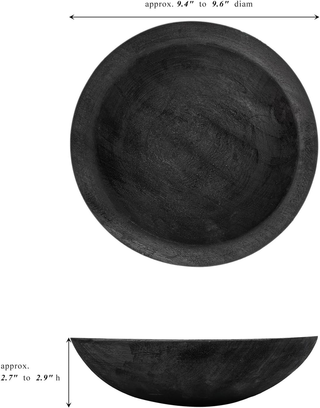 Wooden Decorative Bowl, Farmhouse Centerpiece (Black)