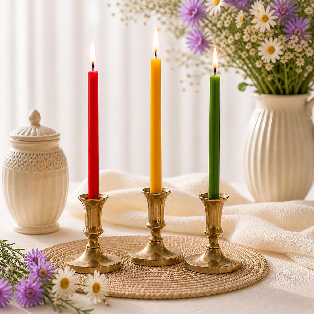 Petekoğlu 100% Natural Beeswax Candles (40 Pack) – Thin Taper Multi Color Set (20 cm) for Birthday, Church, Prayer, Christmas & Home Decor