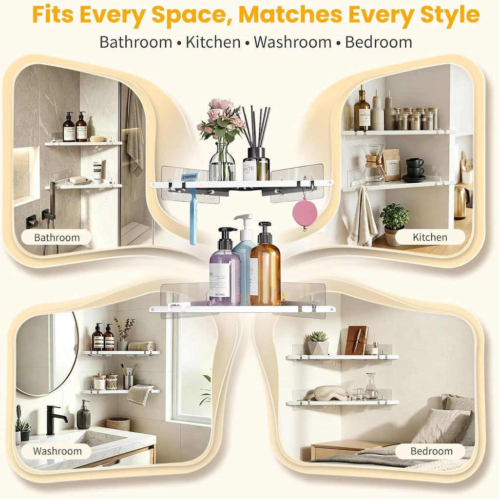 Corner Shower Caddy, 2 Pack Adhesive Shower Corner Organizer Shelf,No Drill