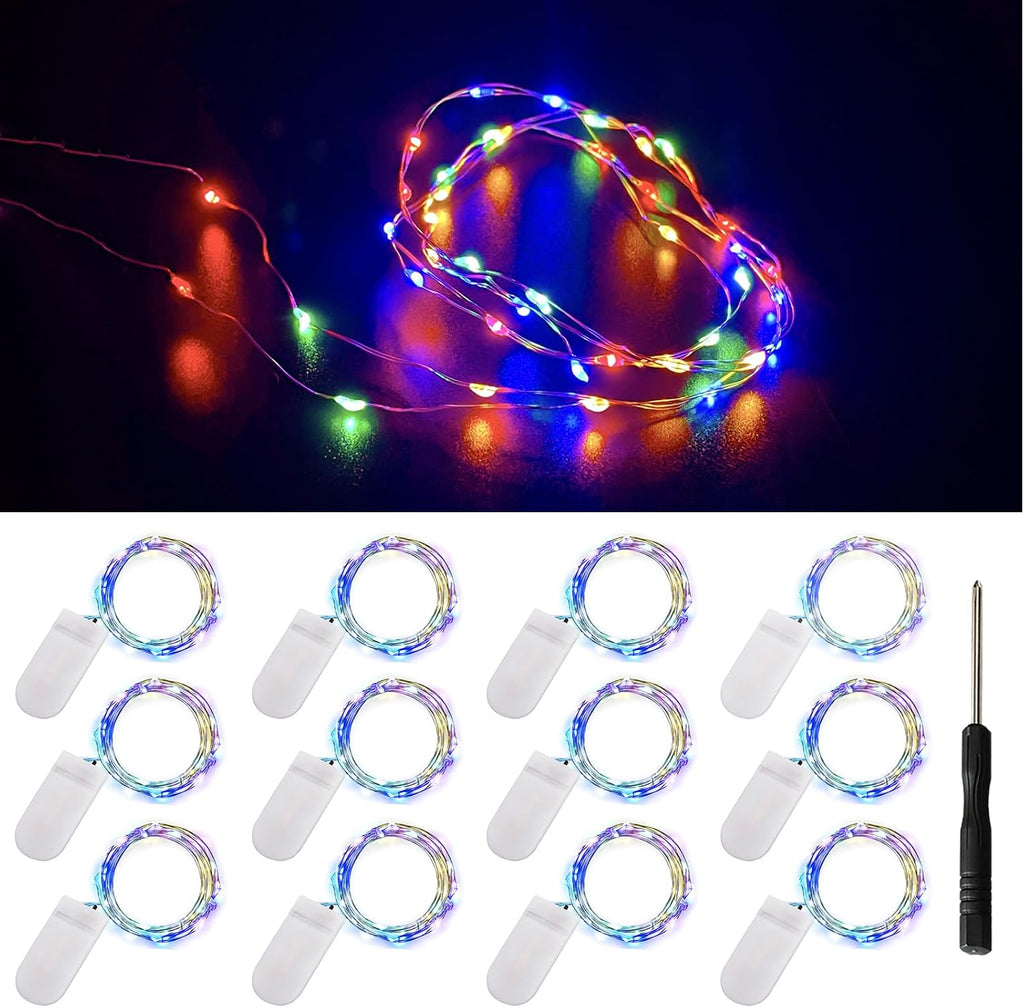 Ostwiki Colored Fairy Lights Mini Lights Battery Operated, 12-Pack