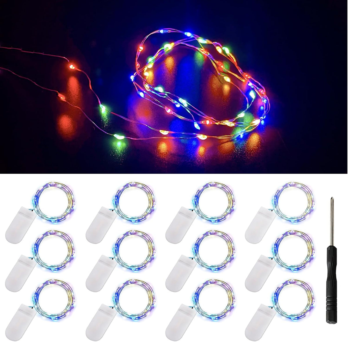 Ostwiki Colored Fairy Lights Mini Lights Battery Operated, 12-Pack