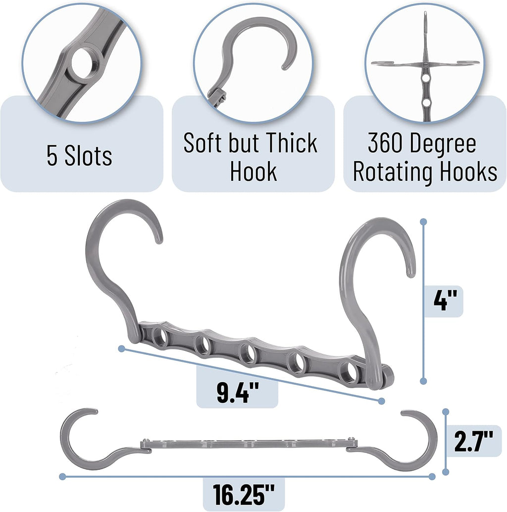 Mr. Pen- Space Saving Hangers for Clothes, 12 pcs, 4, Plastic Multi Clothes Hangers Space Saving, 5 Slots, 360° Rotating Hooks