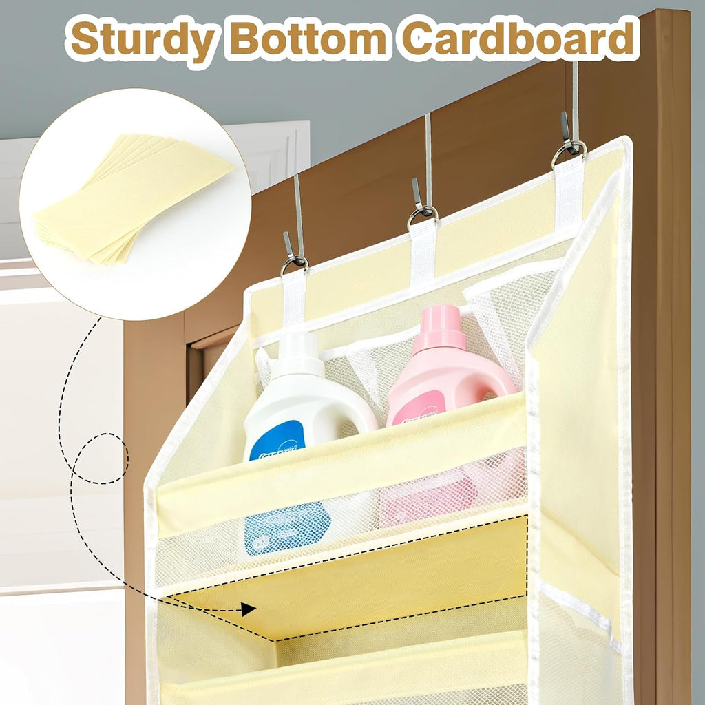 YooxArmor Over The Door Organizer, Hanging Storage with 6+10 Large Pockets, 22lbs Load Anti Tilt Behind Door Storage for Closet Bedroom Bathroom, White