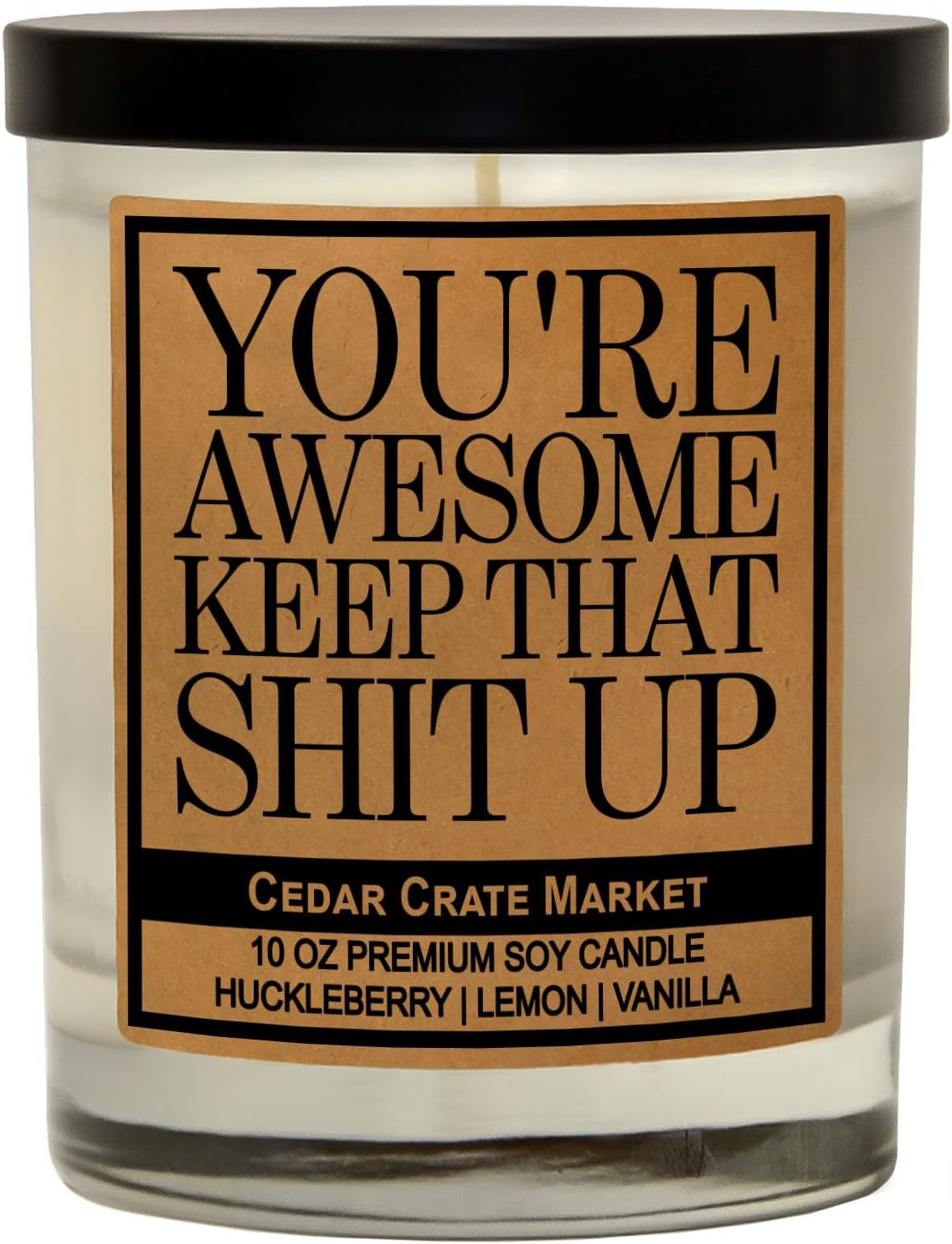 Cedar Crate Market Best Friend Candle Gifts for Women, You are Awesome 13.5oz Soy Wax Jar Candles with Sayings for Women, Thank You Gifts Or Birthday Presents Huckleberry Lemon Vanilla Scent