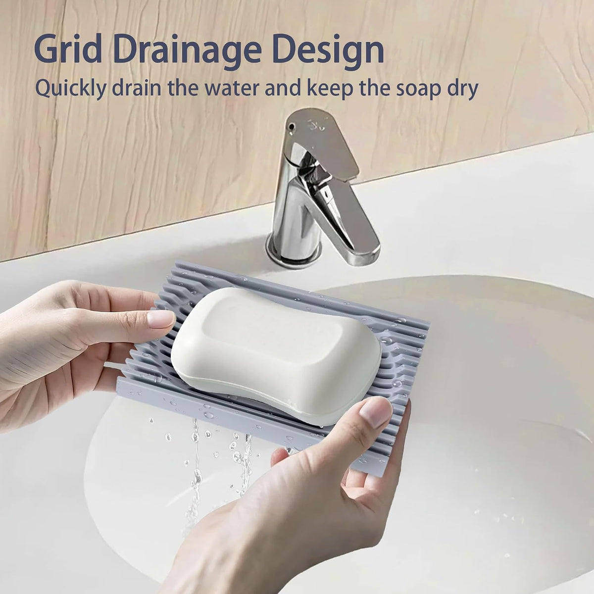 Aoheuo Modern Minimalist Soap Dish (1Pack),Drainage Silicone Soap Holder,5.5 Long by 3.15 Wide,0.55 inches high,Used for Kitchen,Bathroom,and Bar Sink