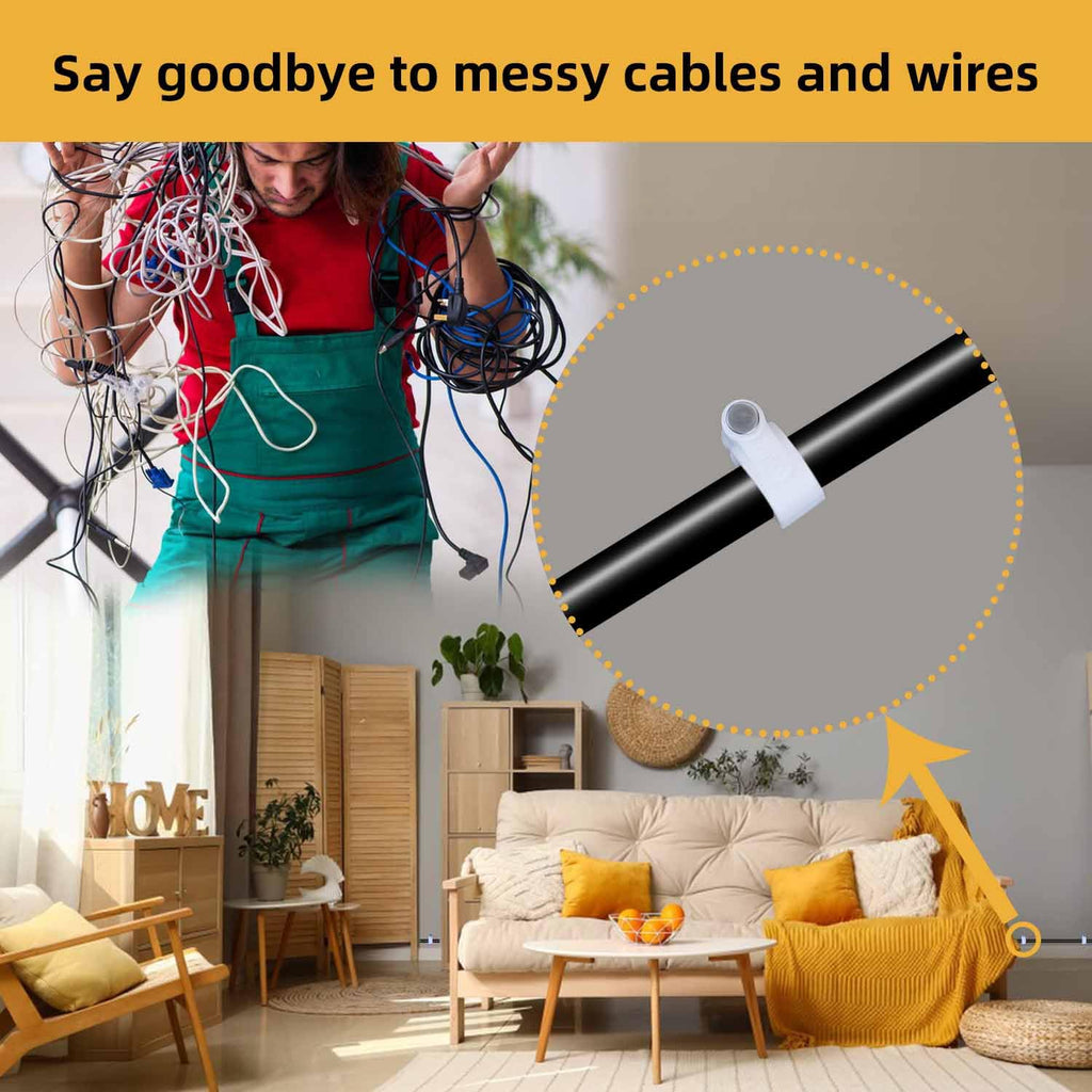 200 Pieces Cable Clips White Wire Nail Clips Ethernet Cable Wire Nails Tacks Clips Cable Management Wire Wall Clips Cord Holder 7mm Nail Cable Clips Round Coaxial Cable Clamps Cords Staples (White)