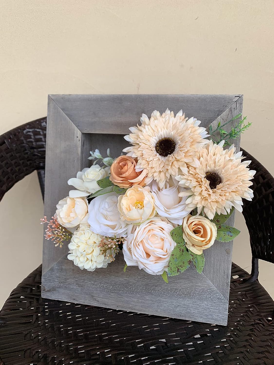 FACINOC Roses Artificial Flowers White Combo Box Set Fake Flower with Stems