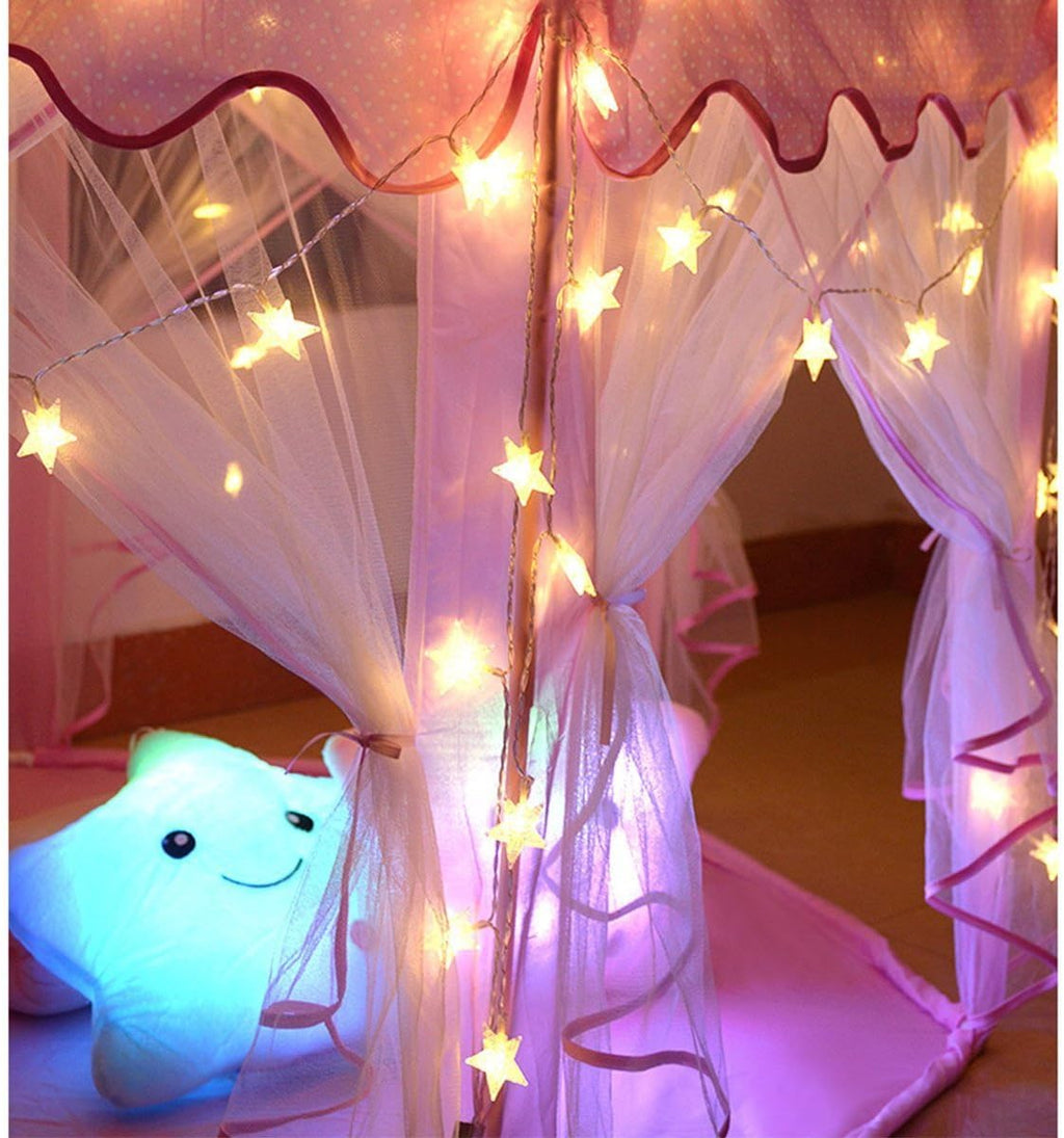 Warm White 50 Led Star Fairy Lights with Remote Control, Battery Powered Five-Pointed Star String Lights