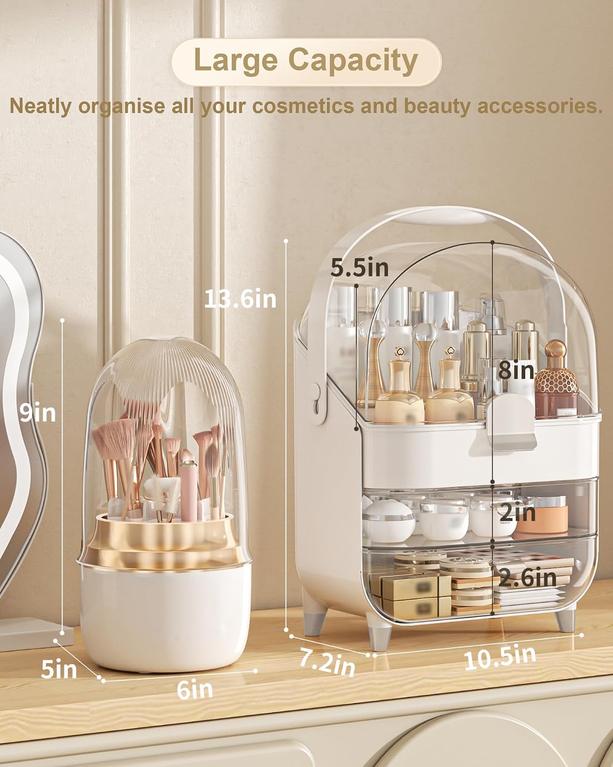 Anylady Makeup Organizer Countertop, Skincare Holder Bathroom Counter Organizer, Storage Box Cosmetic Display Cases, Teen Girl Gifts Make up Organizers for Vanity, Dresser