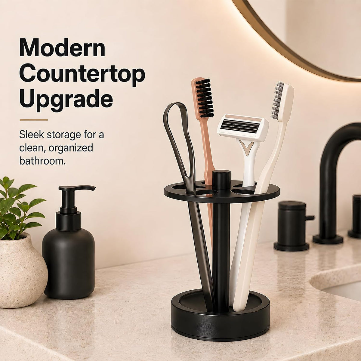5 Slots Open-Design Bathroom Toothbrush Holder Stand for Manual Toothbrush