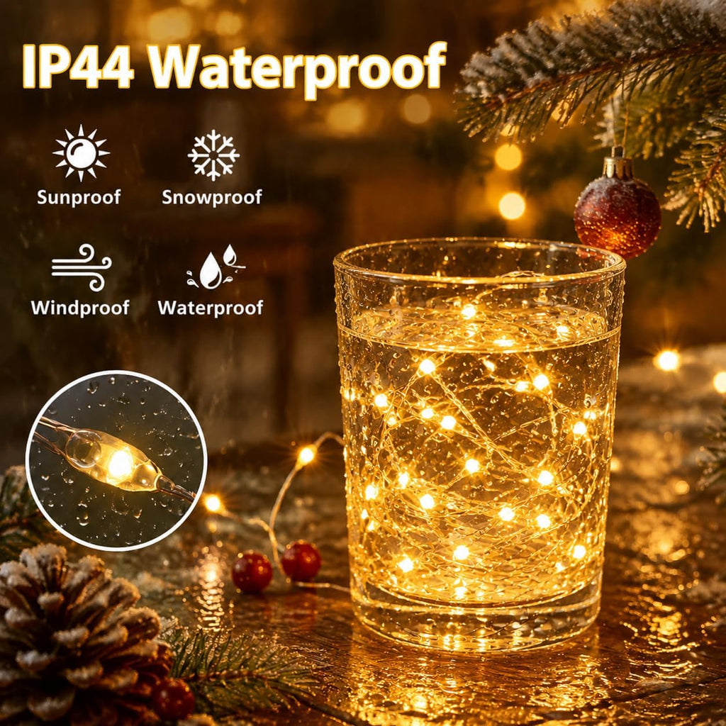 2PACK Battery Operated Fairy Lights for Bedroom: 8 Modes 16.4FT 50 LED String Lights with Timer and Remote - Mini Twinkle Light for Indoor Outdoor - Silver Wire Christmas Light for Party Wedding Room