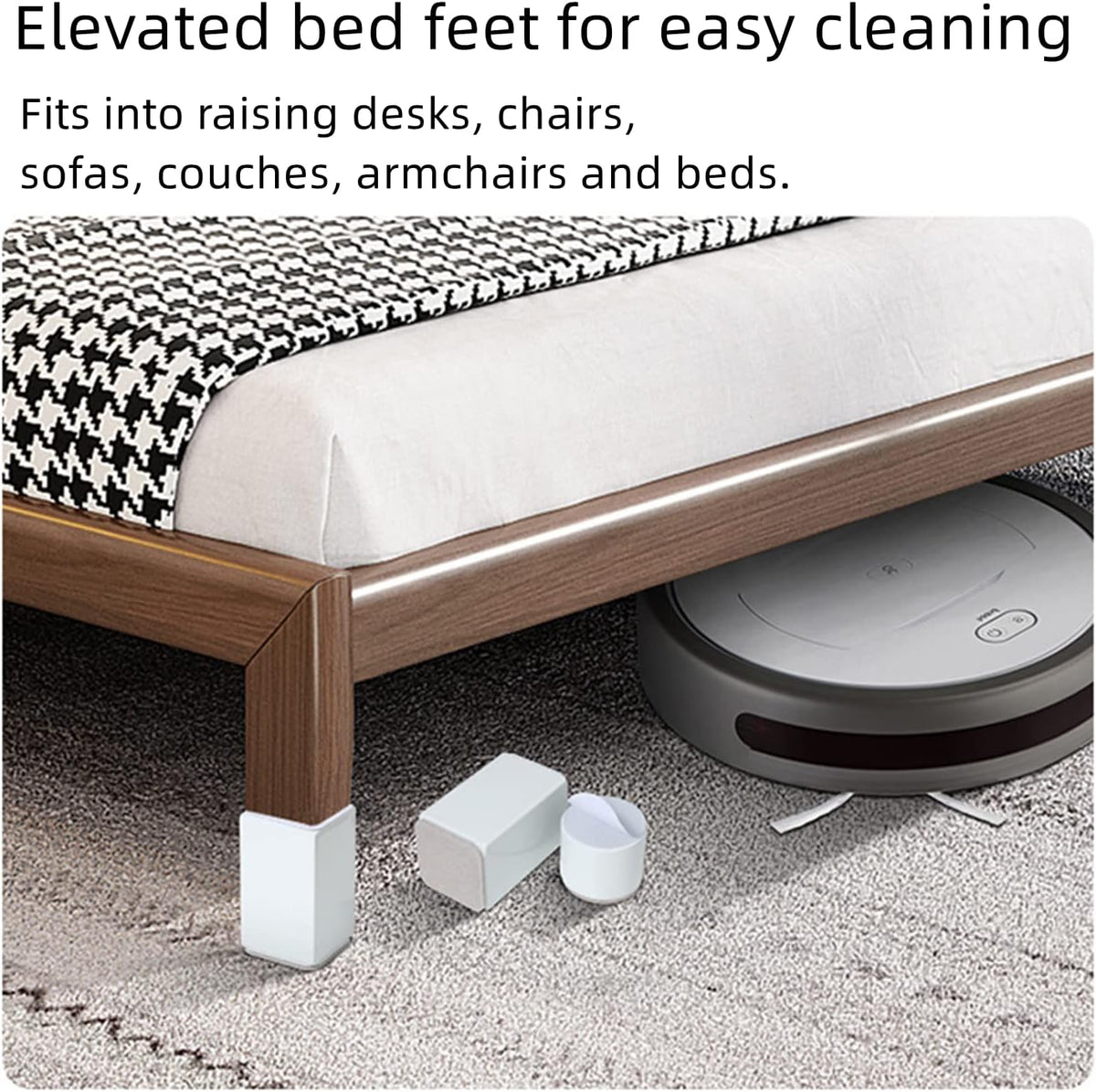 2" Self Adhesive Bed and Furniture Risers,Round Black 1.57"x2.05"