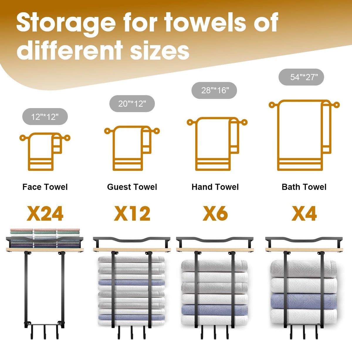 Towel Racks for Bathroom, Wall Mounted Towel Rack for Bathroom