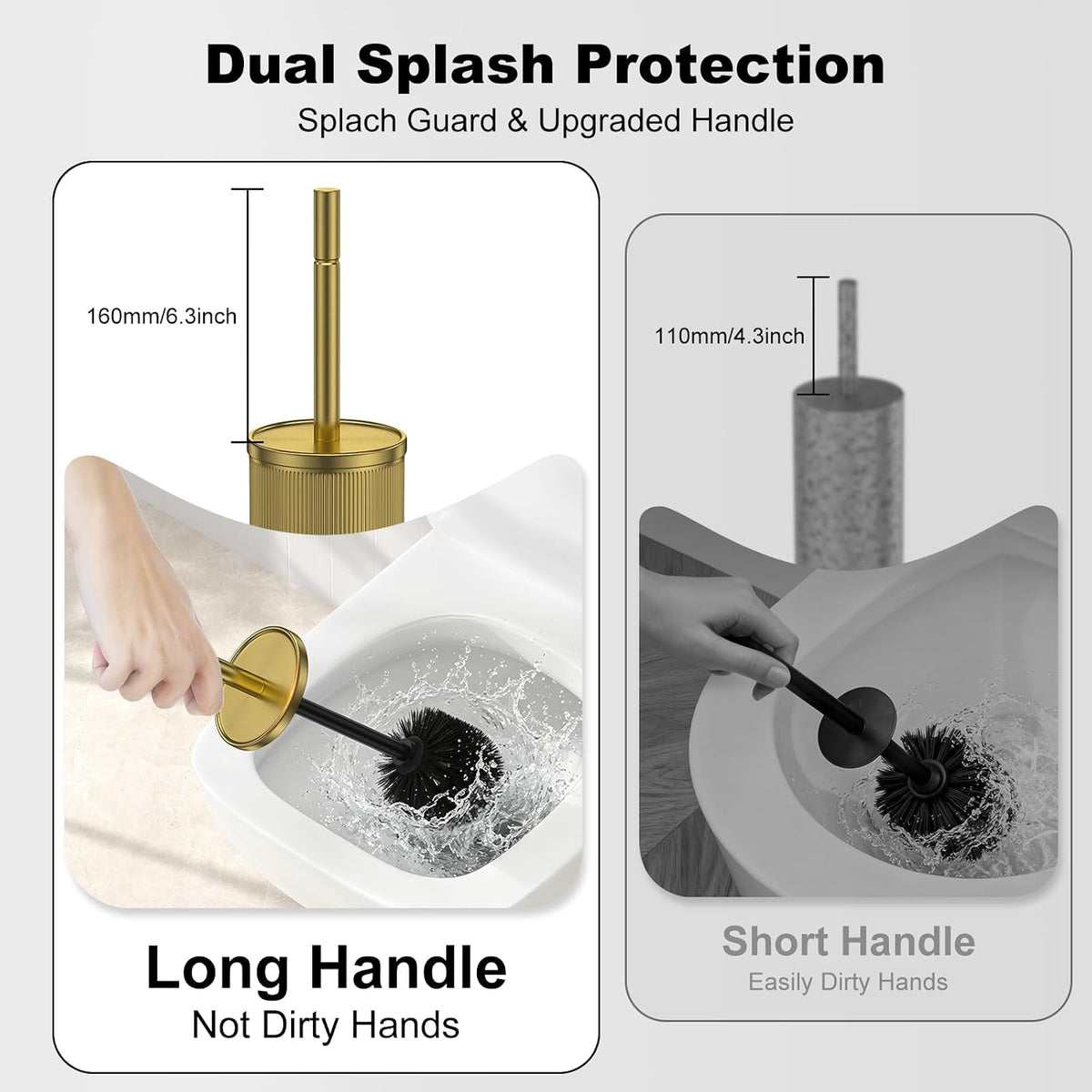 Metal Vertical Grain Toilet Bowl Brush and Holder Set Scrubber Warm Gold