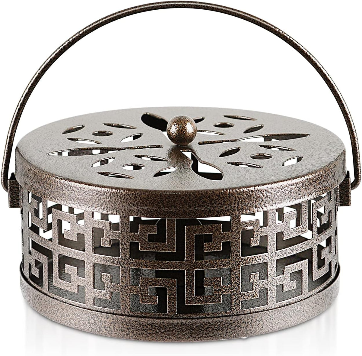 Exquisite Metal Mosquito Coil Holder for Indoor and Outdoor, Bronze