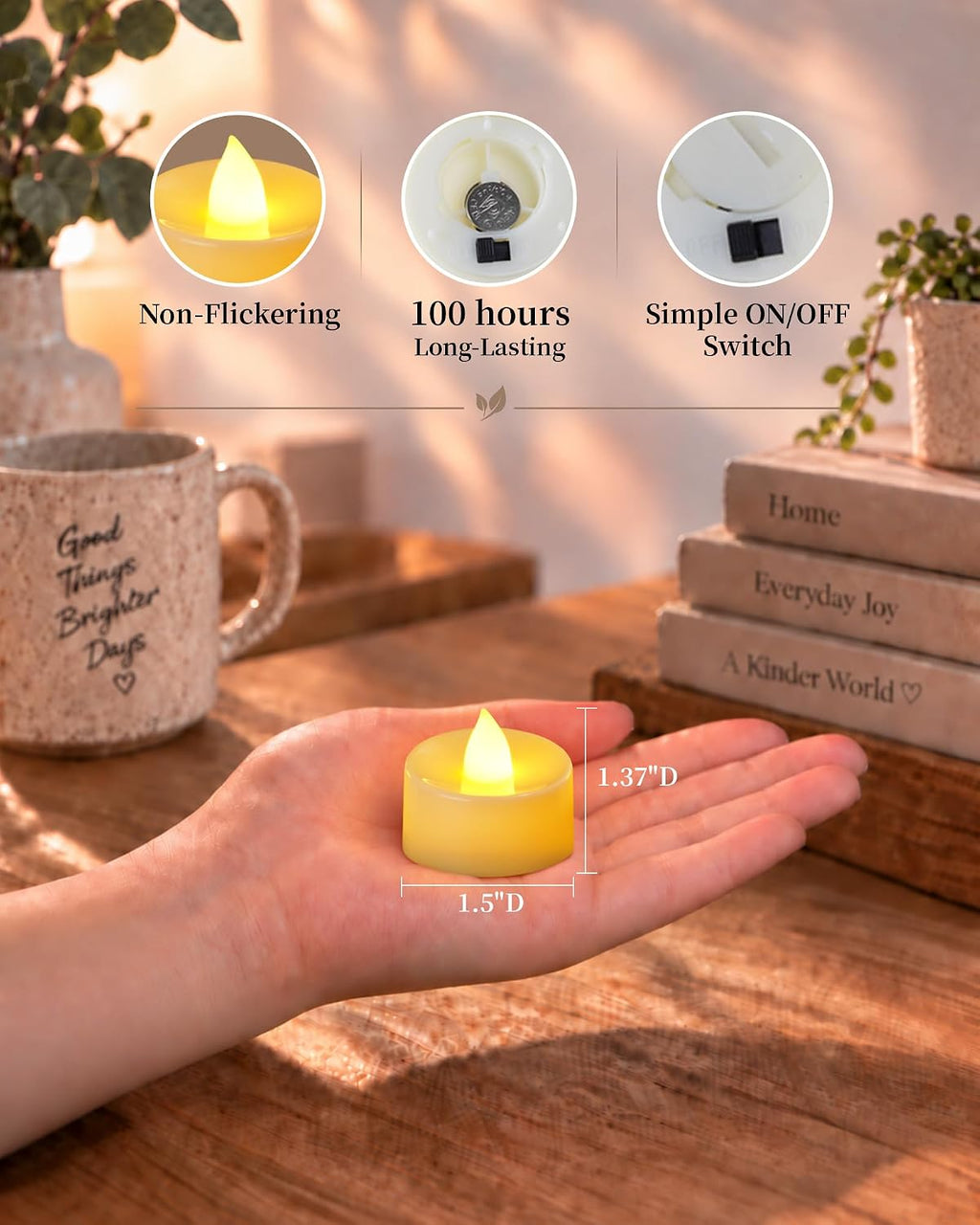 Amagic 150 Pack Flameless Tea Lights Candles Battery Operated, Warm Ivory