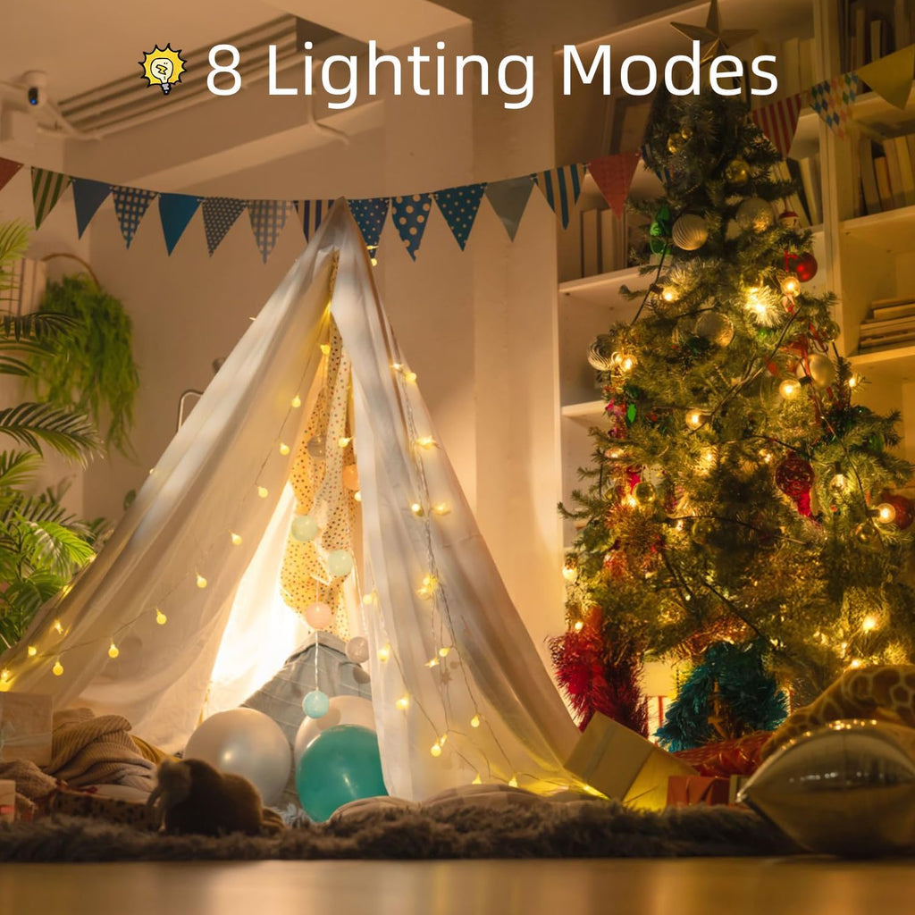 WUXYIYANG 120 LED String Lights 40ft, 8 Lighting Modes Plug in Fairy String Lights for Bedroom Classroom Patio Garden Wedding Party Christmas Tree Outdoor Indoor Decorations Warm White