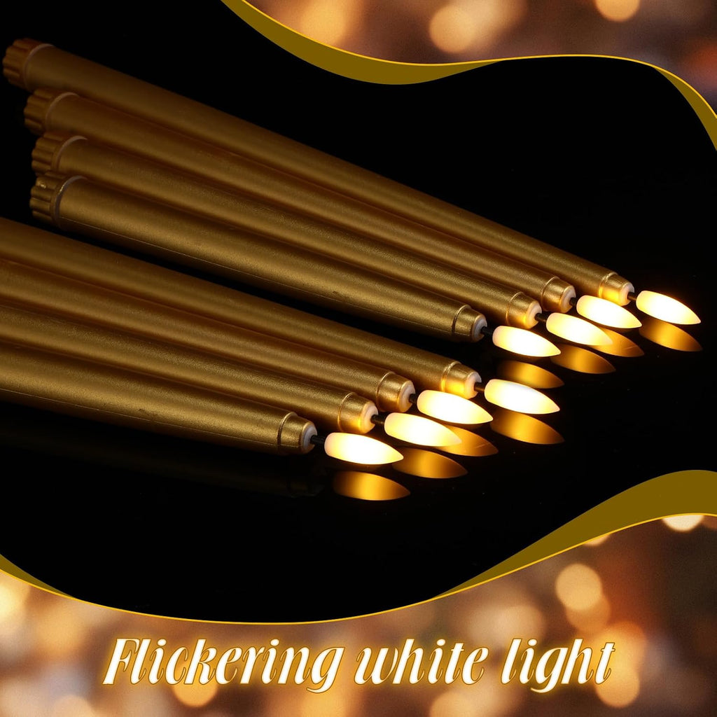 Rossesay 64 Pcs Flameless LED Taper Candle, Flickering Candles,Gold