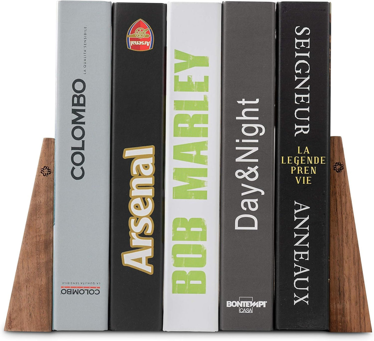 TILISMA Wooden Bookends for Shelves | Sturdy Book Ends with Metal Base