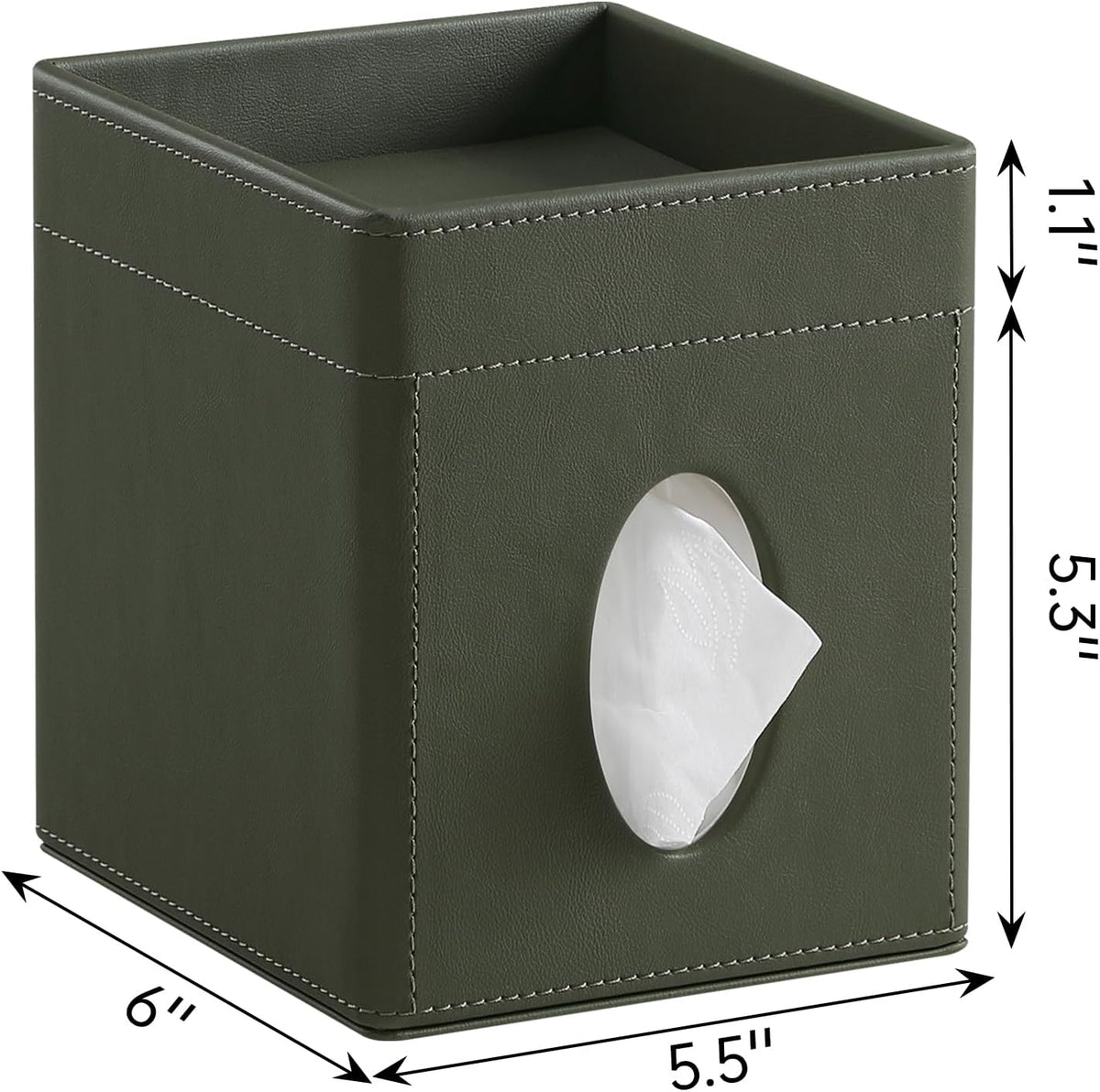 PU Leather Tissue Box Cover Square Tissue Box Holder Tissue Holder (Green)