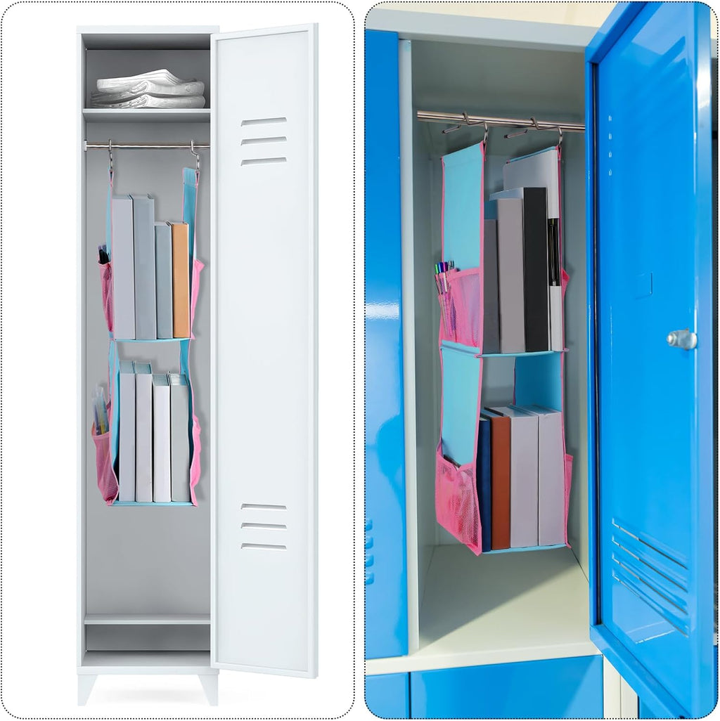 1 PC Hanging Locker Organizer 2 Layer Shelves, Pink, Blue