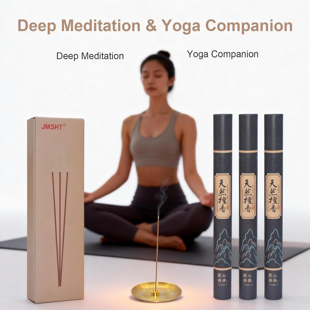 Natural Sandalwood Incense Sticks - Pure & Delicate Woody Scent for Meditation, Yoga & Sleep - Low Smoke, No Chemical Binders (3 Tubes / ~135 Sticks, 30 Min Burn Time)
