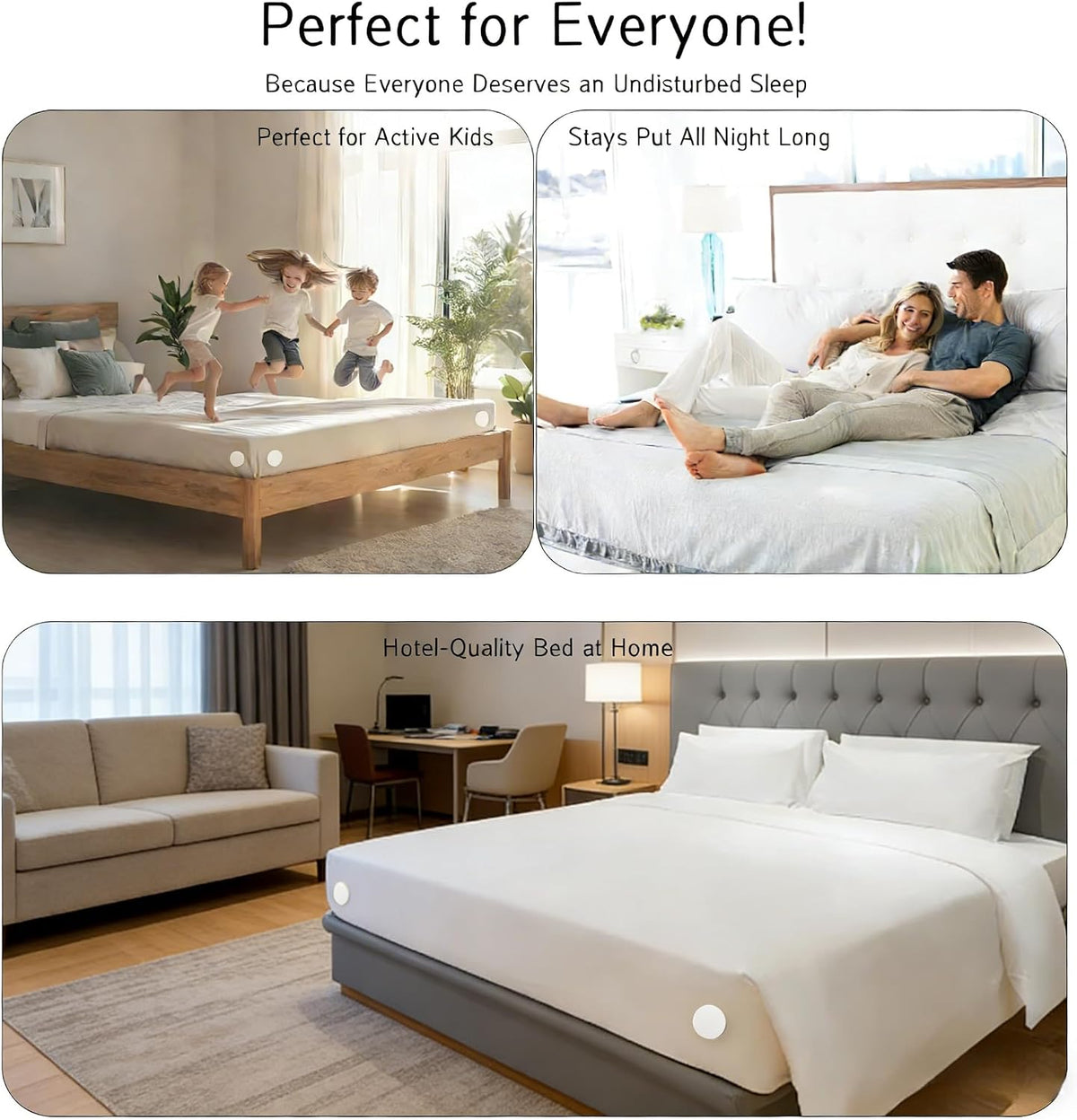 Magnetic Bed Sheet Holders 4-Pack - Wrinkle-Free Strong Grip - No-Lift Installation for All Mattress Sizes (Twin, Full, Queen, King) - Secure Fitted & Flat Sheets (Ivory White, Medium)