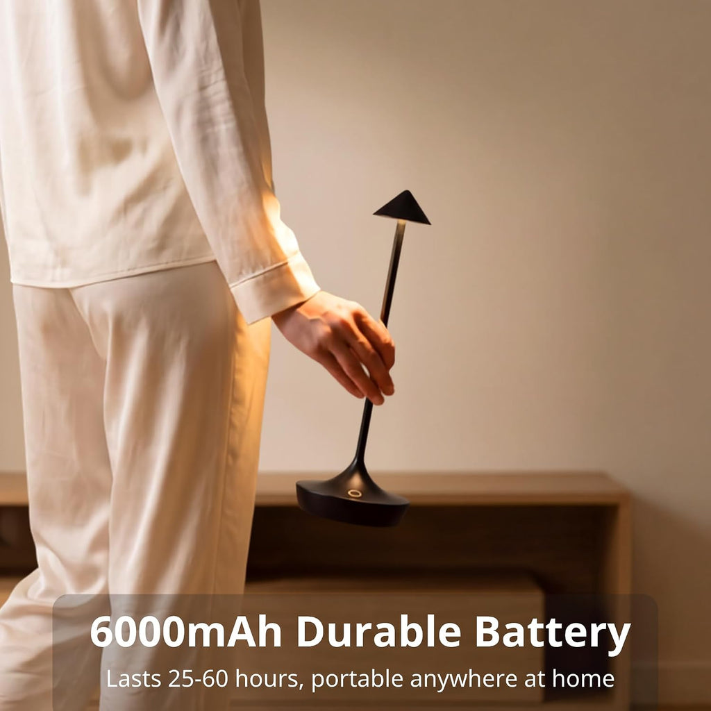 Cordless Rechargeable Table Lamp, Long-Lasting 60-Hr Battery, Dimmable LED