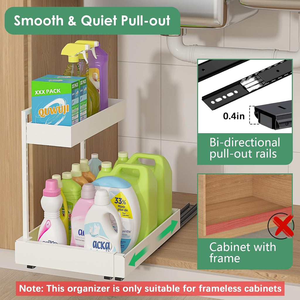 REALINN Expandable Under Sink Organizer with 6-Level Height Adjustment