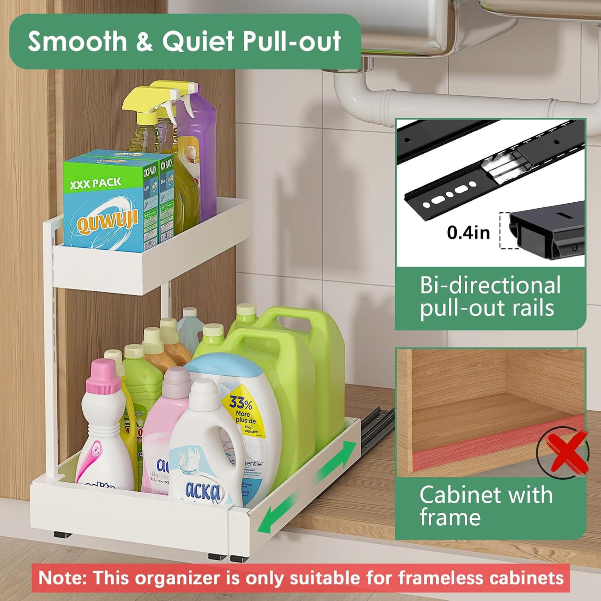 REALINN Expandable Under Sink Organizer with 6-Level Height Adjustment
