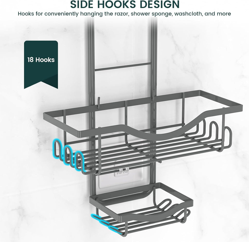 REINHARDT Adjustable Shower Caddy Hanging Rustproof Shower Organizer, Grey