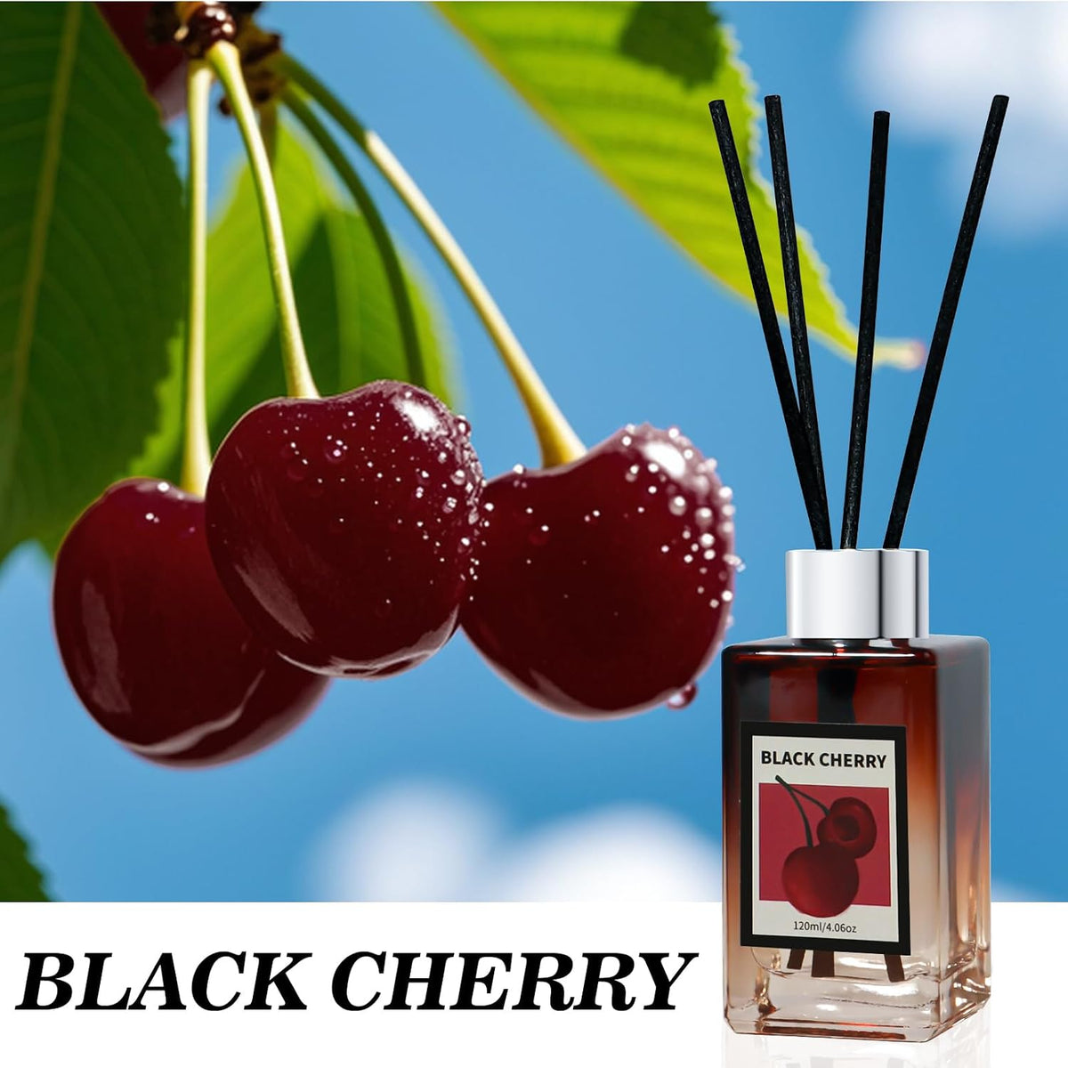 4.06 oz Reed Diffuser Set Black Cherry Air Freshener for Home