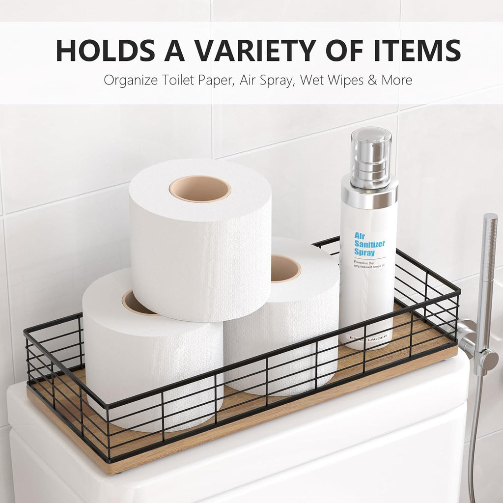 Toilet Paper Storage Basket, 16" Large Acacia Wood Toilet Paper Basket