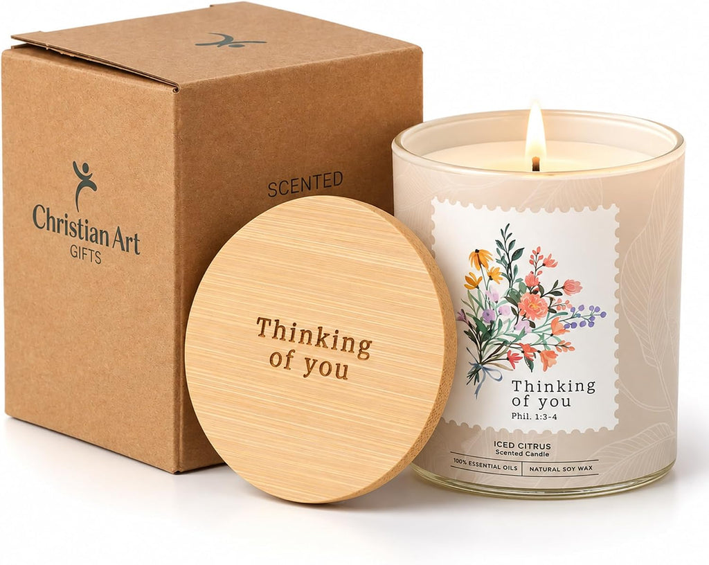 Christian Art Gifts Soy Wax Scented Candle: Thinking of You Sentiment