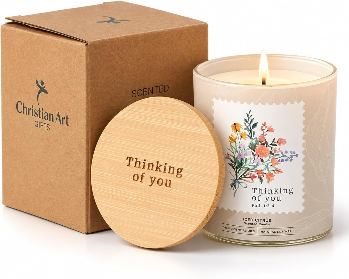 Christian Art Gifts Soy Wax Scented Candle: Thinking of You Sentiment