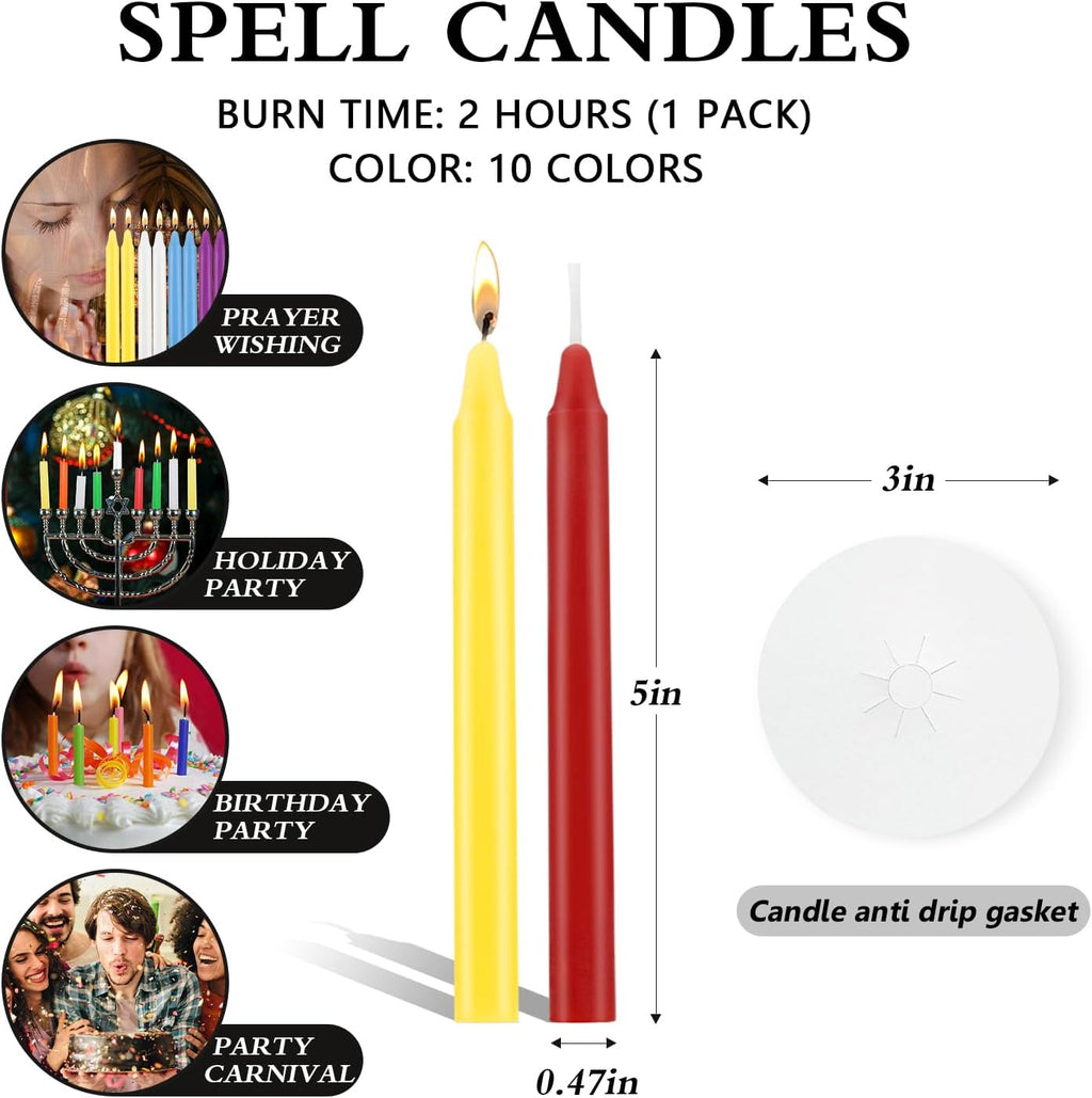 Mini Spell Chime Taper Candles 20-Pack, 5" Unscented Ritual Candles