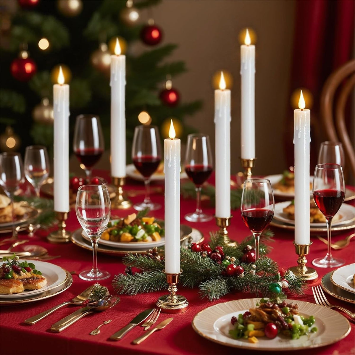 Eldnacele White Christmas Flameless Window Candles with Remote and Timer