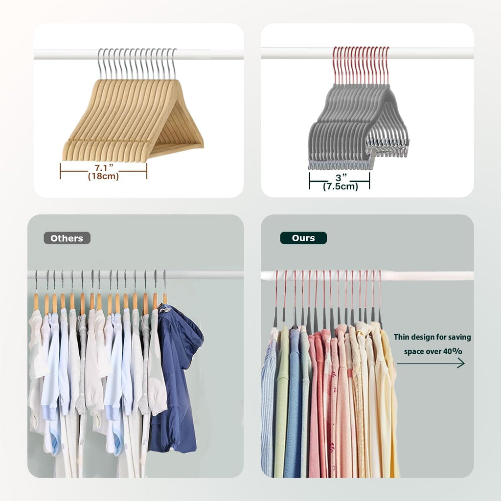 Baby Velvet Hangers with Clips Non-Slip for Clothes Gray 14 Pack