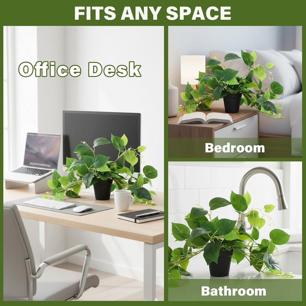 Tiita Artificial Pothos Plant in Pot, 1 Pack for Desk and Shelf Decor