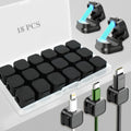 18 Pack Cord Organizer Holder,Magnetic Cable Clips Management, Easy Adhesive Phone USB Charger Cord Keeper, Hide Or Organize Desk Cable for Kitchen, Office, Car, Nightstand （Black）