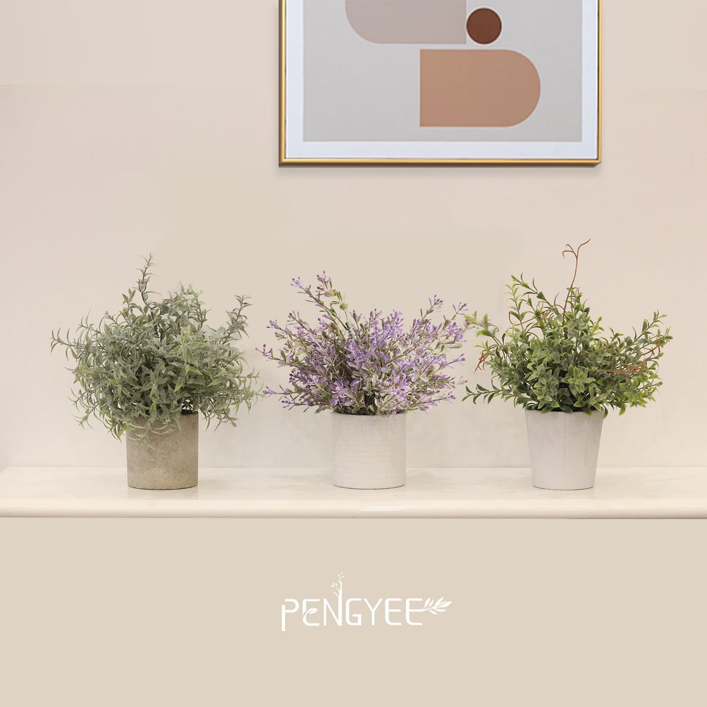 3 Pack Small Fake Plants 6.3" Faux Potted for Home Decor Indoor