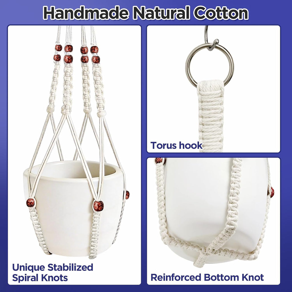 2 Pack Macrame Plant Hanger with Drop Ceiling Hooks